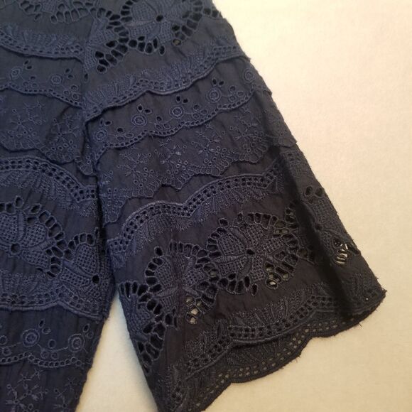Banana Republic 4 Dress Knee Length Navy Blue Lace 100% Cotton Preppy Bohemian - Picture 5 of 11